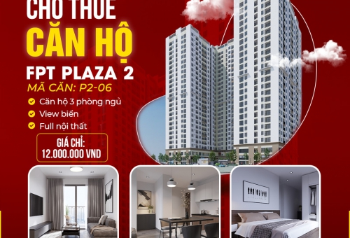 CHO THUÊ CĂN HỘ 3 PHÒNG NGỦ, VIEW NGẮM BIỂN TẠI FPT PLAZA 2, GIÁ CHỈ 12 TRIỆU ĐỒNG/THÁNG